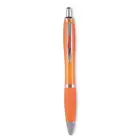 Długopis z miękkim uchwytem - Kolor przezroczysty pomarańczowy
