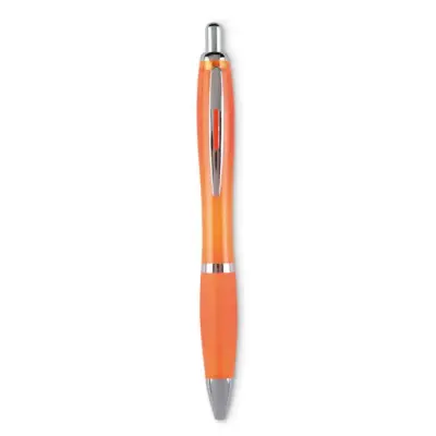 Długopis z miękkim uchwytem - Kolor przezroczysty pomarańczowy