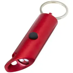Flare latarka LED i otwieracz do butelek z łańcuchem do kluczy wykonany z aluminium IPX z recyklingu kolor czerwony