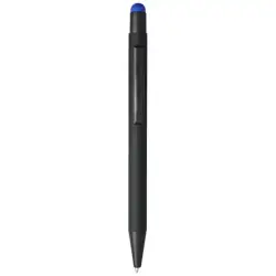 Długopis Dax z gumowym rysikiem kolor czarny i błękit królewski