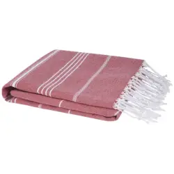 Anna bawełniany ręcznik hammam o gramaturze 150 g/m² i wymiarach 100 x 180 cm kolor czerwony