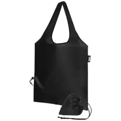 Sabia składana torba z długimi uchwytami z tworzywa RPET - kolor czarny