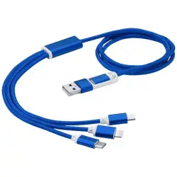 Kabel do ładowania 5 w 1 z podwójnym wejściem Versatile - kolor niebieski