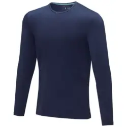 Męski T-shirt organiczny Ponoka z długim rękawem kolor niebieski / XL