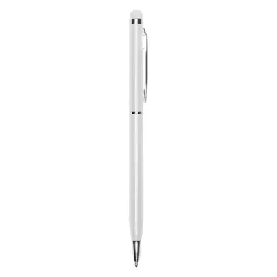 Długopis z gumową końcówką - biały