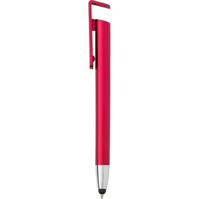 Długopis touch pen stojak na telefon - czerwony