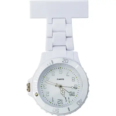 Zegarek pielęgniarki ze srebrnymi elementami i agrafką