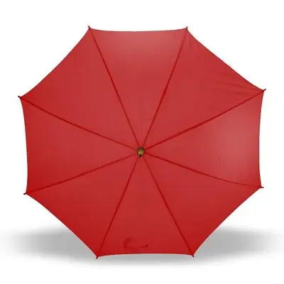 Czerwony parasol z drewnianą rączką