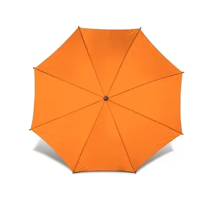 Pomarańczowy parasol automatyczny z drewnianą rączką