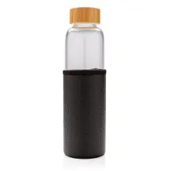 Szklana butelka sportowa 550 ml w pokrowcu - kolor czarny
