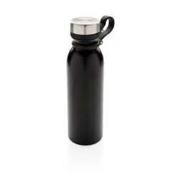 Próżniowa butelka sportowa 600 ml z silikonowym uchwytem - kolor czarny