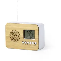 Zegar na biurko z alarmem, radio - kolor brązowy
