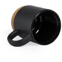 Kubek 420 ml z korkowym detalem - kolor czarny