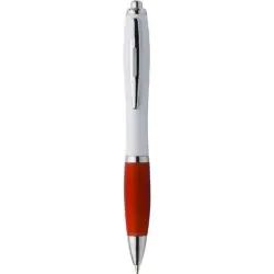 Długopis z kolorowym gumowym uchwytem - czerwony