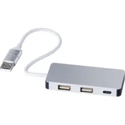 Hub USB i USB typu C kolor srebrny