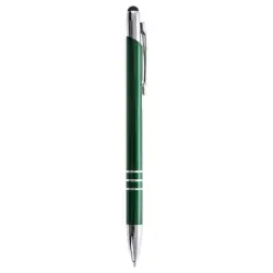 Zielony długopis z czarną gumową końcówką