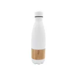 Butelka termiczna 500 ml z bambusowym elementem - kolor biały