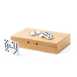 Gra domino w bambusowym pudełku - kolor jasnobrązowy