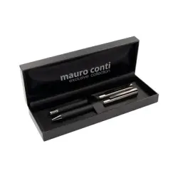 Zestaw piśmienny Mauro Conti, długopis i pióro kulkowe - kolor czarny