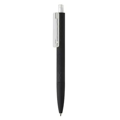 Delikatny w dotyku czarny długopis X3 z nadrukiem