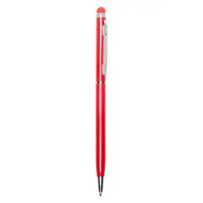 Długopis z gumową końcówką - czerwony