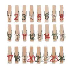 Kalendarz adwentowy 24 klipsy - CLIPY - kolor brązowy