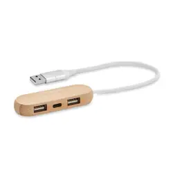 hub USB z podwójnym wejściem kolor drewniany