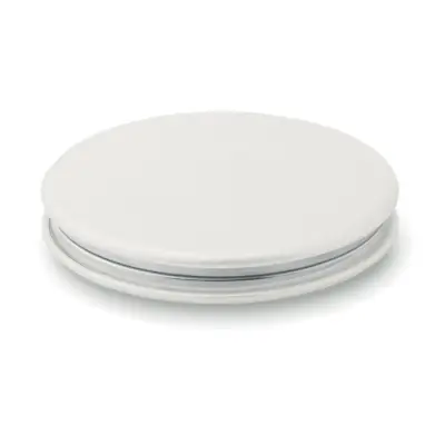 Glow Round - Okrągłe lusterko z PU - Kolor biały