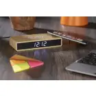 Zegar na biurko z ładowarką indukcyjną INDUCTO - brązowy