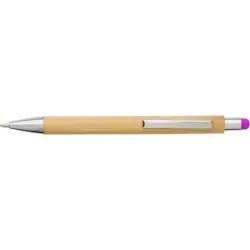 Bambusowy długopis, touch pen kolor fuksja