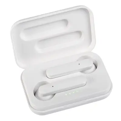 Bezprzewodowe słuchawki douszne TWINS - kolor biały