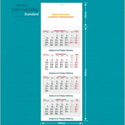 Kalendarz czterodzielny STANDARD papierowa koperta