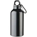 Oregon butelka na wodę z karabińczykiem wykonana z aluminium z recyklingu z certyfikatem RCS o pojemności 400 ml kolor czarny