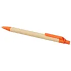 Długopis Berk z kartonu z recyklingu i plastiku kukurydzianego kolor pomarańczowy