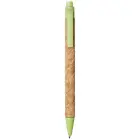 Długopis Midar z korka i słomy pszennej kolor piasek pustyni i jasny zielony