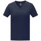 Koszulka damska Somoto z krótkim rękawem i kołnierzem w serek kolor niebieski / XL