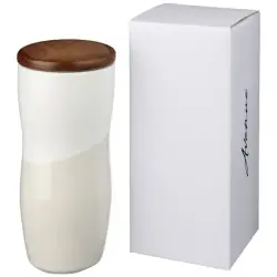 Dwuwarstwowy kubek ceramiczny Reno o pojemności 370 ml kolor biały