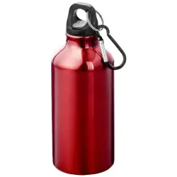 Oregon butelka na wodę z karabińczykiem wykonana z aluminium z recyklingu z certyfikatem RCS o pojemności 400 ml kolor czerwony