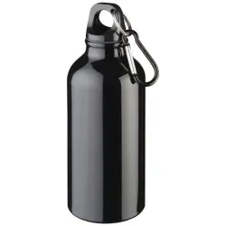 Oregon butelka na wodę z karabińczykiem wykonana z aluminium z recyklingu z certyfikatem RCS o pojemności 400 ml kolor czarny