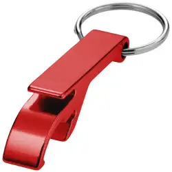 Tao otwieracz do butelek i puszek z łańcuchem do kluczy wykonany z aluminium pochodzącego z recyklingu z certyfikatem RCS kolor czerwony