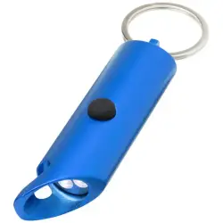 Flare latarka LED i otwieracz do butelek z łańcuchem do kluczy wykonany z aluminium IPX z recyklingu kolor niebieski