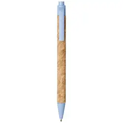 Długopis Midar z korka i słomy pszennej kolor piasek pustyni i jasny niebieski