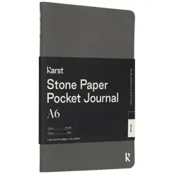 Notatnik kieszonkowy A6 Karst® w miękkiej oprawie z papieru z kamienia – gładki - szary