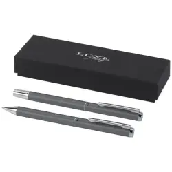 Lucetto zestaw upominkowy obejmujący długopis kulkowy z aluminium z recyklingu i pióro kulkowe kolor szary