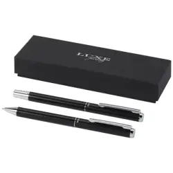 Lucetto zestaw upominkowy obejmujący długopis kulkowy z aluminium z recyklingu i pióro kulkowe kolor czarny