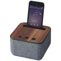 Materiałowo-drewniany głośnik Bluetooth® Shae - kolor brazowy