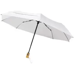 Składany, automatycznie otwierany/zamykany parasol Bo 21” wykonany z plastiku PET z recyklingu kolor biały