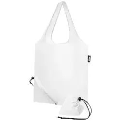 Sabia składana torba z długimi uchwytami z tworzywa RPET - kolor biały