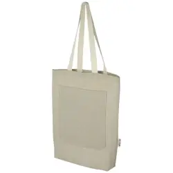 Pheebs torba na zakupy o pojemności 9 l z bawełny z recyklingu o gramaturze 150 g/m² i z przednią kieszenią - piasek pus