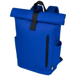 Byron plecak na laptopa 15,6 cala z tworzywa RPET z certyfikatem GRS z zawijanym zamknięciem, 18 l kolor niebieski